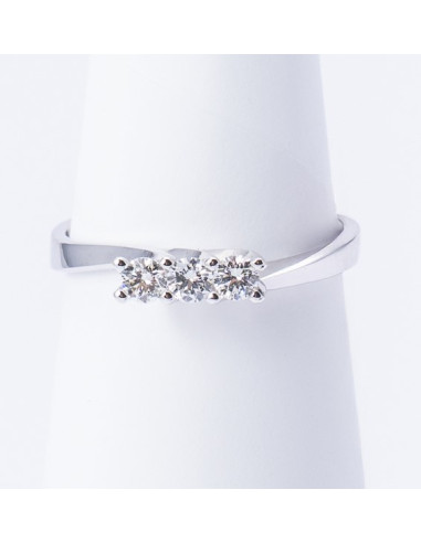 Anello Trilogy Oro Bianco 18kt Diamanti AN825042