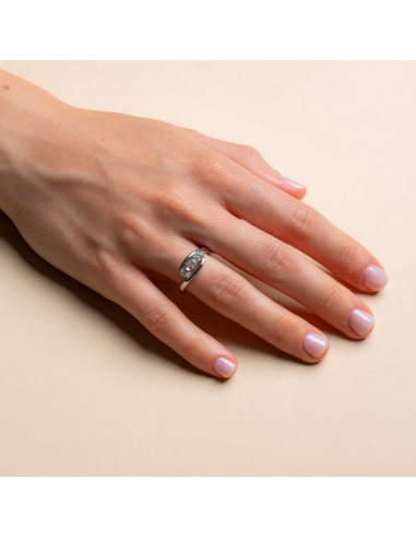 Anello Trilogy Oro Bianco 18kt Diamanti AN825044