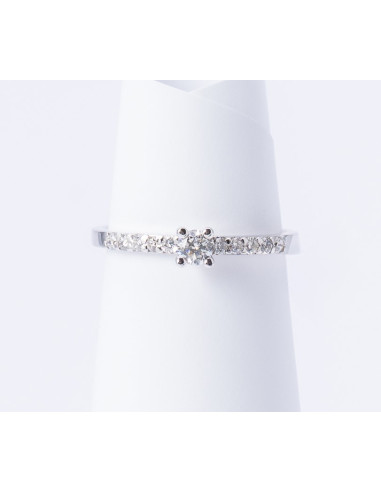 Anello Solitario Oro Bianco 18kt Diamanti AN825046