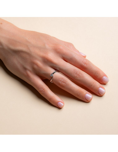 Anello Solitario Oro Bianco 18kt Diamanti AN825049