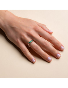 Anello Trilogy Oro Bianco 18kt Smeraldi Ovali e Diamanti AN825013 2