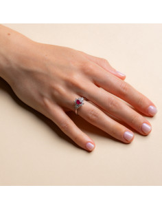 Anello Oro Bianco 18kt Rubino Ovale e Diamanti AN825030 2