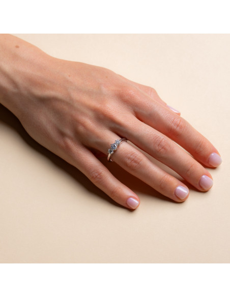 Anello Trilogy Oro Bianco 18kt Diamanti AN825038